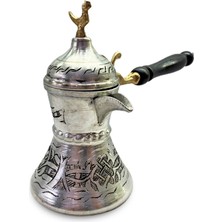 PremiumPort Kalın Mırra Bakır Cezve, Özel Seri Kapaklı, Nikelajlı, Geleneksel Tasarım