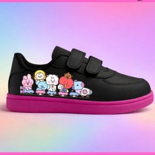 Lias Design Kız Çocuk Sevimli Grup Siyah Pembe Spor Ayakkabı Sneakers