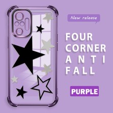 Ucuc Redmi Note 10 Pro Uyumlu Şeffaf Silikon Köşe Koruma Lens Korumalı Elektroplatlı Kenar Kılıf Yıldız Desenli