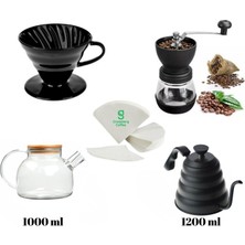 PremiumPort 3. Nesil Fitre Kahve Demleme Seti V60, 1000 Ml, Şık ve Pratik Kullanım