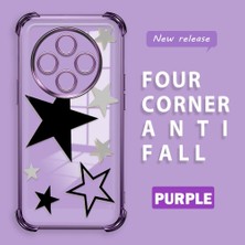 Ucuc Redmi 14C 4g Uyumlu Şeffaf Silikon Köşe Koruma Lens Korumalı Elektroplatlı Kenar Kılıf Yıldız Desenli