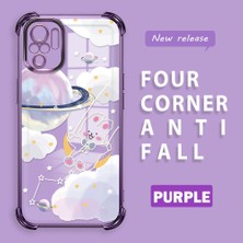 Ucuc Redmi Note 10S Uyumlu Şeffaf Silikon Köşe Koruma Lens Korumalı Elektroplatlı Kenar Kılıf Gezegen Desenli