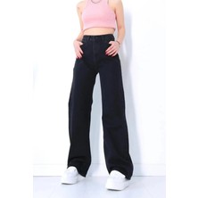 Madame Melek Ekstra Yüksek Bel Likralı Palazzo Salaş Kot Pantolon