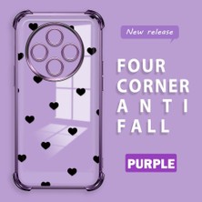 Ucuc Redmi 14C 4g Uyumlu Şeffaf Silikon Köşe Koruma Lens Korumalı Elektroplatlı Kenar Kılıf Kalp Desenli