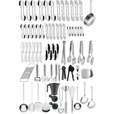 UltraMint 107 Parça Günlük Mutfak Seti, Kepçe ve Çelik Gereçler Dâhil