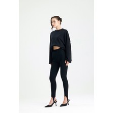 Rose Arya Siyah Paça Lastikli Tayt