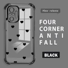 Ucuc Redmi Note 10 Pro Uyumlu Şeffaf Silikon Köşe Koruma Lens Korumalı Elektroplatlı Kenar Kılıf Kalp Desenli