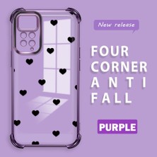 Ucuc Redmi Note 11 Pro 4g Uyumlu Şeffaf Silikon Köşe Koruma Lens Korumalı Elektroplatlı Kenar Kılıf Kalp Desenli