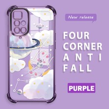 Ucuc Redmi 10 Uyumlu Şeffaf Silikon Köşe Koruma Lens Korumalı Elektroplatlı Kenar Kılıf Gezegen Desenli