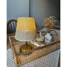 KorFam Krem Hazeran Görünümlü Başlık Kablosuz Pilli Masa & Gece Lambası