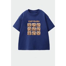 Monila Unisex Çocuk Pamuklu Bisiklet Yaka Baskılı T-Shirt