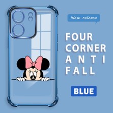 Ucuc Poco C65 Uyumlu Şeffaf Silikon Köşe Koruma Lens Korumalı Elektroplatlı Kenar Kılıf Mickey Desenli