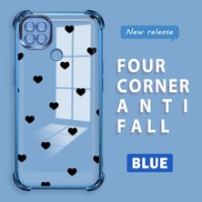 Ucuc Redmi 10A Uyumlu Şeffaf Silikon Köşe Koruma Lens Korumalı Elektroplatlı Kenar Kılıf Kalp Desenli