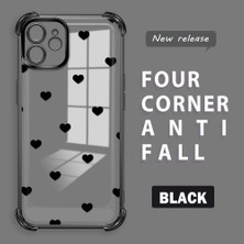 Ucuc iPhone 12 Uyumlu Şeffaf Silikon Köşe Koruma Lens Korumalı Elektroplatlı Kenar Kılıf Kalp Desenli