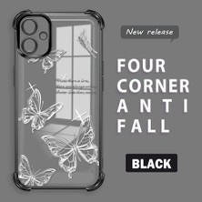 Ucuc Samsung Galaxy A06 Uyumlu Şeffaf Silikon Köşe Koruma Lens Korumalı Elektroplatlı Kenar Kılıf Kelebek Desenli