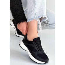 Shoegar Slar Siyah Cilt Simli Bağcıklı Spor Ayakkabı