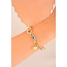 CEBECİ Cebeci 14 Ayar Renkli Kalpli Altın Bileklik