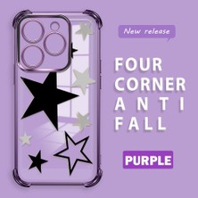 Ucuc Tecno Spark 20/20C Uyumlu Şeffaf Silikon Köşe Koruma Lens Korumalı Elektroplatlı Kenar Kılıf Yıldız Desenli