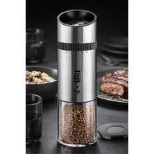 Primanova Gravity Paslanmaz Çelik Otomatik Tuz & Karabiber Öğütücü Şarjlı - Metalik