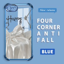 Ucuc iPhone 7/8/se 2020 2022 Uyumlu Şeffaf Silikon Köşe Koruma Lens Korumalı Elektroplatlı Kenar Kılıf Fiyonk Desenli