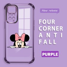 Ucuc Redmi Note 12 Pro 4g Uyumlu Şeffaf Silikon Köşe Koruma Lens Korumalı Elektroplatlı Kenar Kılıf Mickey Desenli