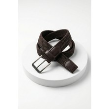 Abluka Online Erkek Smart Casual Örgü Metal Tokalı Kemer Koyu Kahve