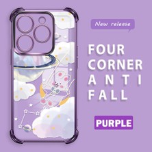 Ucuc Infinix Hot 40I Uyumlu Şeffaf Silikon Köşe Koruma Lens Korumalı Elektroplatlı Kenar Kılıf Gezegen Desenli