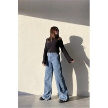 Madame Melek Ekstra Yüksek Bel Likralı Palazzo Salaş Kot Pantolon