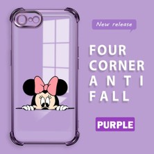 Ucuc iPhone 7/8/se 2020 2022 Uyumlu Şeffaf Silikon Köşe Koruma Lens Korumalı Elektroplatlı Kenar Kılıf Mickey Desenli