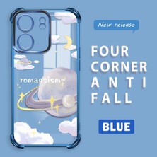 Ucuc Poco C65 Uyumlu Şeffaf Silikon Köşe Koruma Lens Korumalı Elektroplatlı Kenar Kılıf Gezegen Desenli