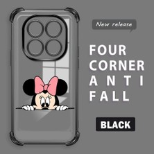 Ucuc Redmi Note 14 Pro 4g Uyumlu Şeffaf Silikon Köşe Koruma Lens Korumalı Elektroplatlı Kenar Kılıf Mickey Desenli