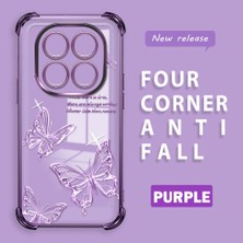 Ucuc Redmi Note 14 Pro 4g Uyumlu Şeffaf Silikon Köşe Koruma Lens Korumalı Elektroplatlı Kenar Kılıf Kelebek Desenli