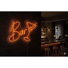 Neonled "bar" Yazı & Martini Kokteyl Neon LED Dekoratif Aydınlatma (44X30 Cm)