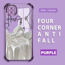 Ucuc Redmi 10A Uyumlu Şeffaf Silikon Köşe Koruma Lens Korumalı Elektroplatlı Kenar Kılıf Fiyonk Desenli