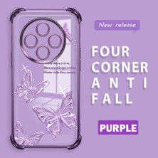 Ucuc Redmi 14C 4g Uyumlu Şeffaf Silikon Köşe Koruma Lens Korumalı Elektroplatlı Kenar Kılıf Kelebek Desenli