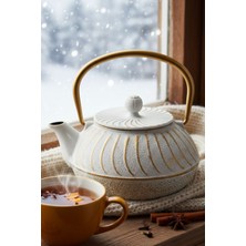 PremiumPort Şümbül Döküm Demlik 300 Ml, Beyaz, Şık ve Dayanıklı Çay Demliği