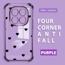 Ucuc Redmi Note 14 Pro 4g Uyumlu Şeffaf Silikon Köşe Koruma Lens Korumalı Elektroplatlı Kenar Kılıf Kalp Desenli