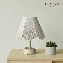 KorFam Rosalinda Modeli - Beyaz Çiçek Şeklinde Kablosuz Pilli Masa & Gece Lambası