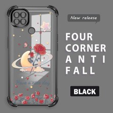 Ucuc Redmi 9c Uyumlu Şeffaf Silikon Köşe Koruma Lens Korumalı Elektroplatlı Kenar Kılıf Gezegen Desenli