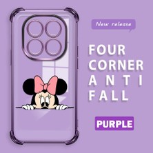Ucuc Redmi Note 14 Pro 4g Uyumlu Şeffaf Silikon Köşe Koruma Lens Korumalı Elektroplatlı Kenar Kılıf Mickey Desenli