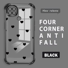 Ucuc Redmi 9c Uyumlu Şeffaf Silikon Köşe Koruma Lens Korumalı Elektroplatlı Kenar Kılıf Kalp Desenli