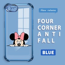 Ucuc iPhone 7/8/se 2020 2022 Uyumlu Şeffaf Silikon Köşe Koruma Lens Korumalı Elektroplatlı Kenar Kılıf Mickey Desenli