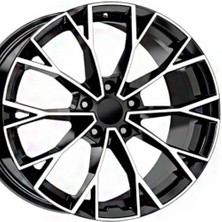 RC 18 Inç 5X112 A3 A4 Octavia Golf Passat Jetta Caddy Uyumlu Siyah Elmas Kesim Jant Modeli (4 Adet)