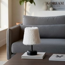 KorFam Beyaz Peluş Pilli Masa & Gece Lambası