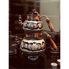 PremiumPort El Işlemesi Mineli Bakır Çaydanlık, Erzincan Tarzı, Büyük Boy