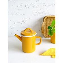 PremiumPort Emaye Silindir Demlik 850 Ml, Altın Sarı, Çay ve Kahve Demliği