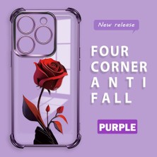 Ucuc Infinix Smart 8/8 Pro Uyumlu Şeffaf Silikon Köşe Koruma Lens Korumalı Elektroplatlı Kenar Kılıf Kırmızı Gül Desenli