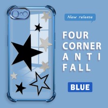 Ucuc iPhone 7/8/se 2020 2022 Uyumlu Şeffaf Silikon Köşe Koruma Lens Korumalı Elektroplatlı Kenar Kılıf Yıldız Desenli