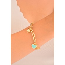 CEBECİ Cebeci 14 Ayar Kalpli Yıldızlı Altın Bileklik