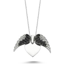 Prof. Nari 925 Ayar Kanatlı Kalp Kolye